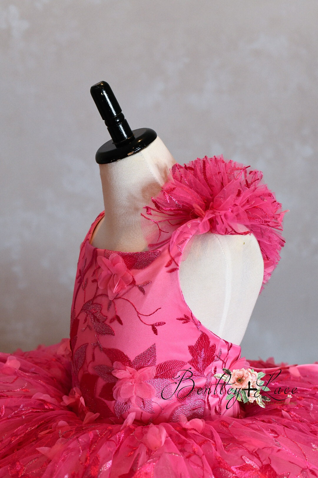 "Samantha" One Shoulder Ruffle - shades of Pink-  Dress Petal Short Length Dress ( 7 Year - Petite 8 Year)