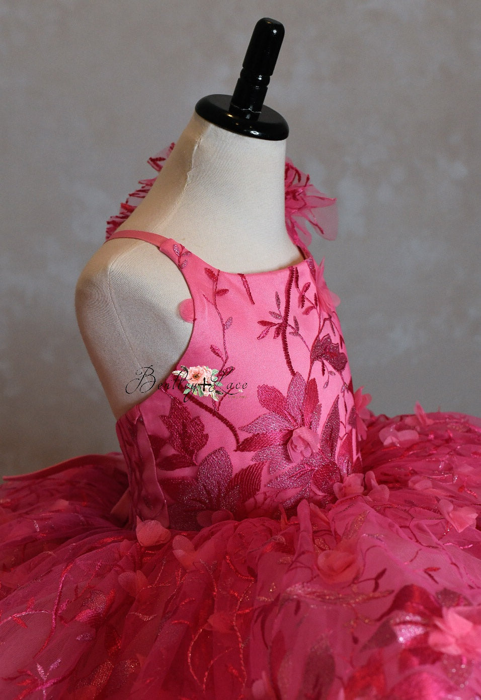 Retired rental euc "Samantha" One Shoulder Ruffle - shades of Pink-  Dress Petal Short Length Dress ( 7 Year - Petite 8 Year)