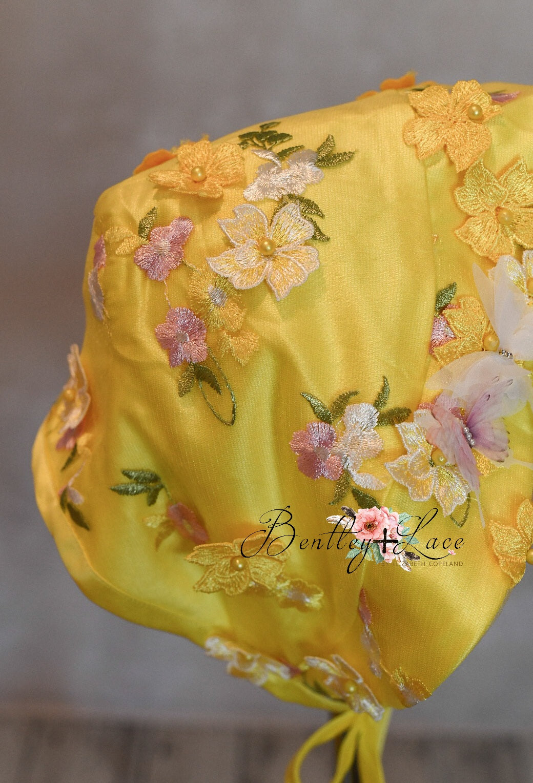 "Floral Dreams" in Yellow + bonnet -  Petal Short Length Dress ( 2 Year - Petite 4 Year)