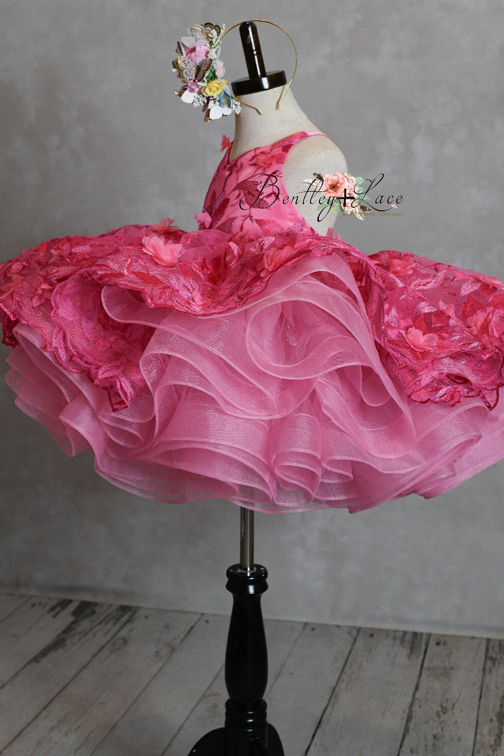 "Samantha" shades of Pink-  Dress Petal Short Length Dress ( 4 Year - Petite 5 Year)