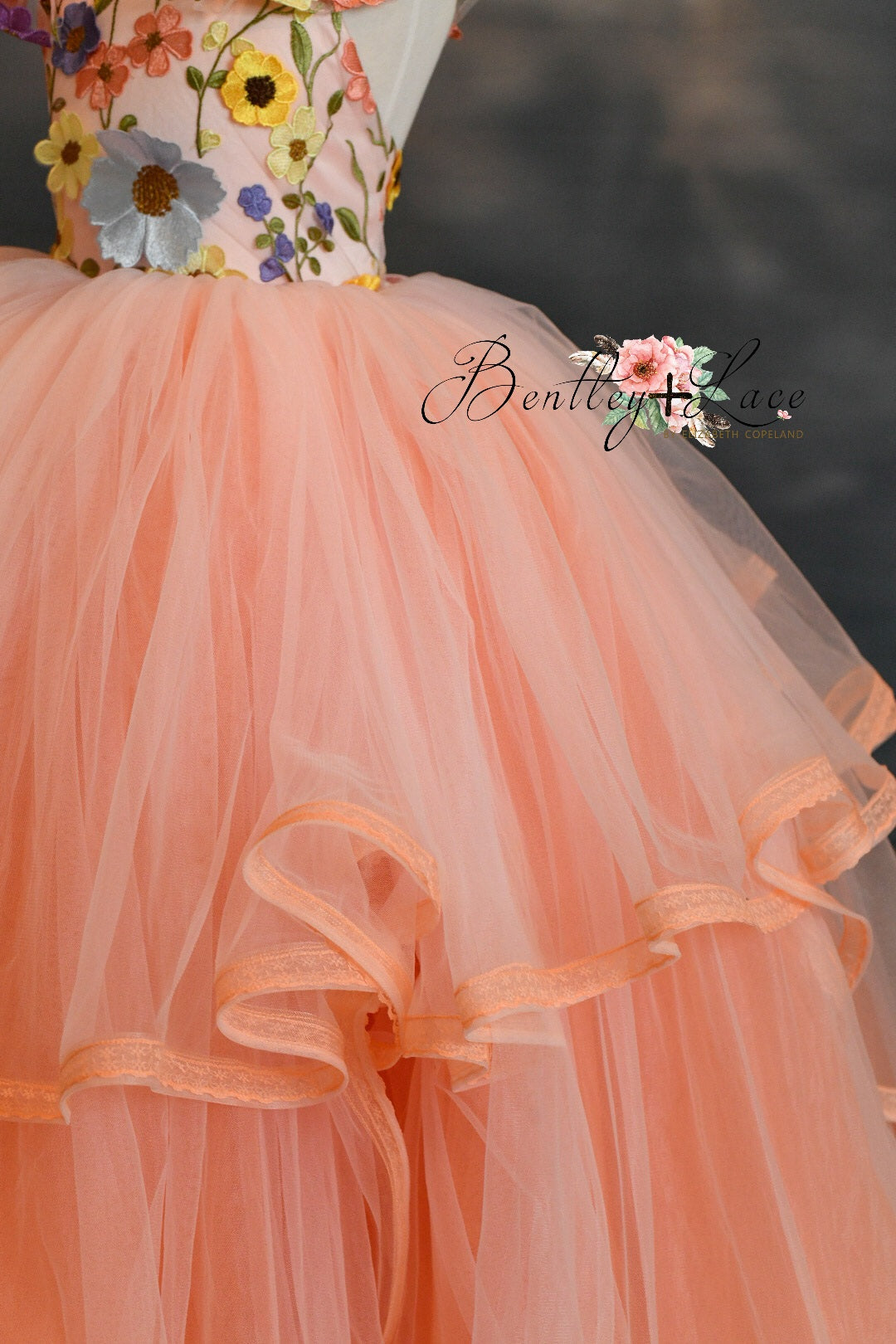 "Taylor" in Coral Peach -  Floor Length Dress ( 7 Year - Petite 8 Year)