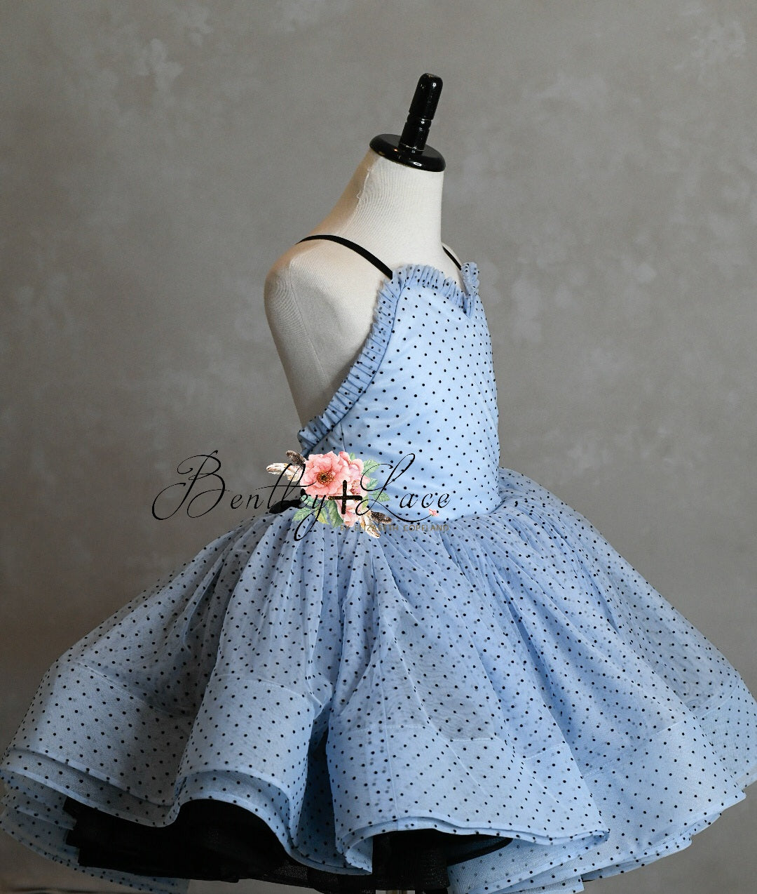 New "Emma" Blue Vintage Petal Short Length Dress ( 7 Year - Petite 8 Year)