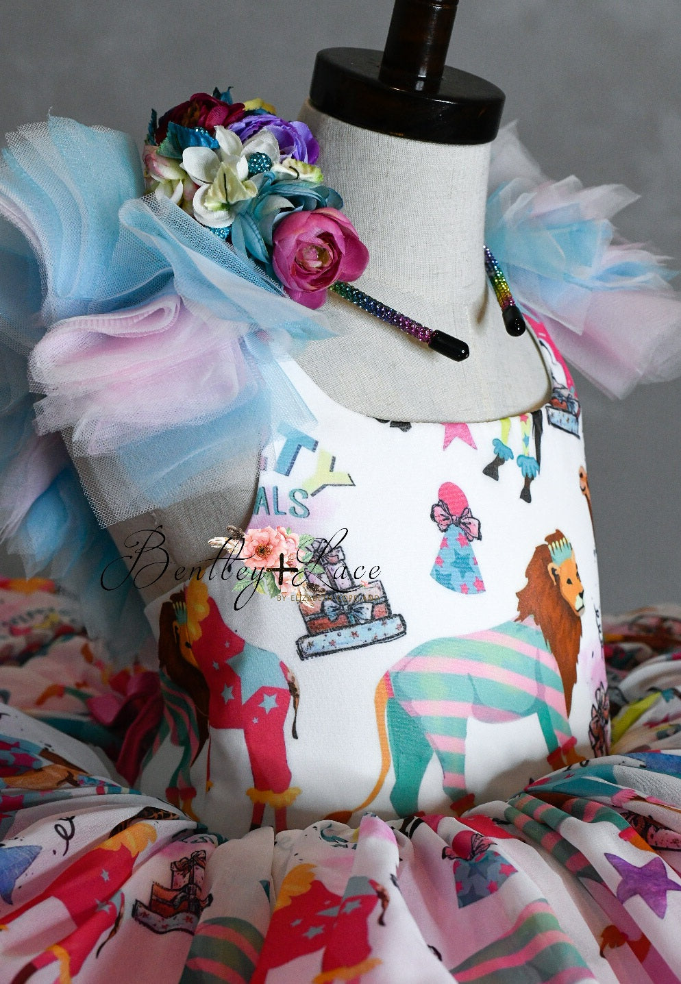NEW. Exclusive "Party Animals"-Petal Length Gown ( 3 Year - Petite 4 Year)