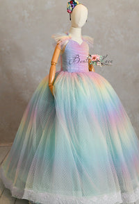 Euc "Ombre Lilac Dream" Floor Length Dress (7 Year-Petite 8 Year)