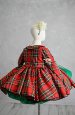 "Darling Plaid" Red Vintage Jacket Dress + Green Solid  Petal Length Dress ( 5 Year - Petite 6 Year)