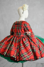 "Darling Plaid" Red Vintage Jacket Dress + Green Solid  Petal Length Dress ( 5 Year - Petite 6 Year)