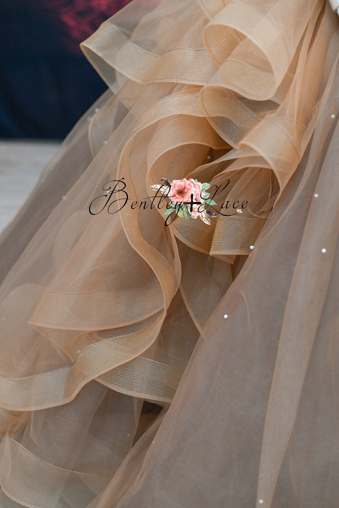 "Falling Gracefully" in Gold and Copper Floor length gown  (10 year- petite 11 year)