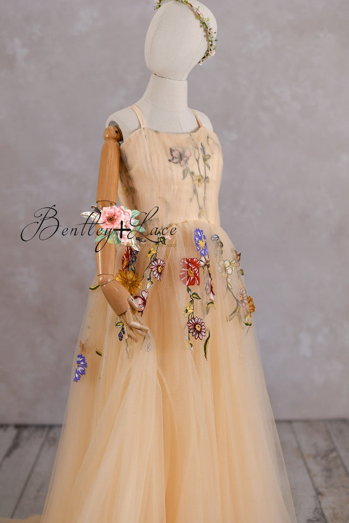 Jessica - Floral tulle Boho + Detach sleeves- (Teen / Adult)
