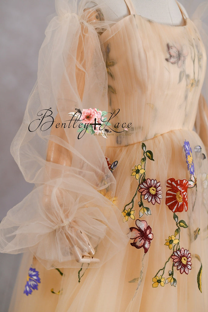 Jessica - Floral tulle Boho + Detach sleeves- (Teen / Adult)