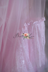 New rts Pink Dazzle Lace Floor-Length Rental Gown | Fits 9Y–10Y