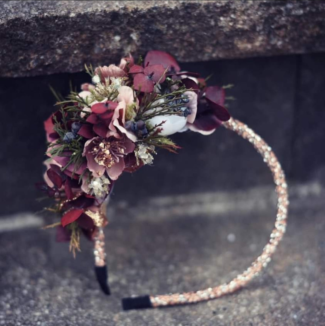 Cherish- burgundy Floral Headband
