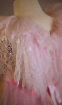 New rts Pink Dazzle Lace Floor-Length Rental Gown | Fits 9Y–10Y