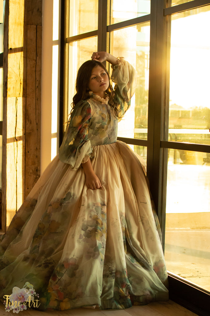 "Mystic Meadow" -  Floor long Length Dress - ( 6 Year - Petite 9 Year)