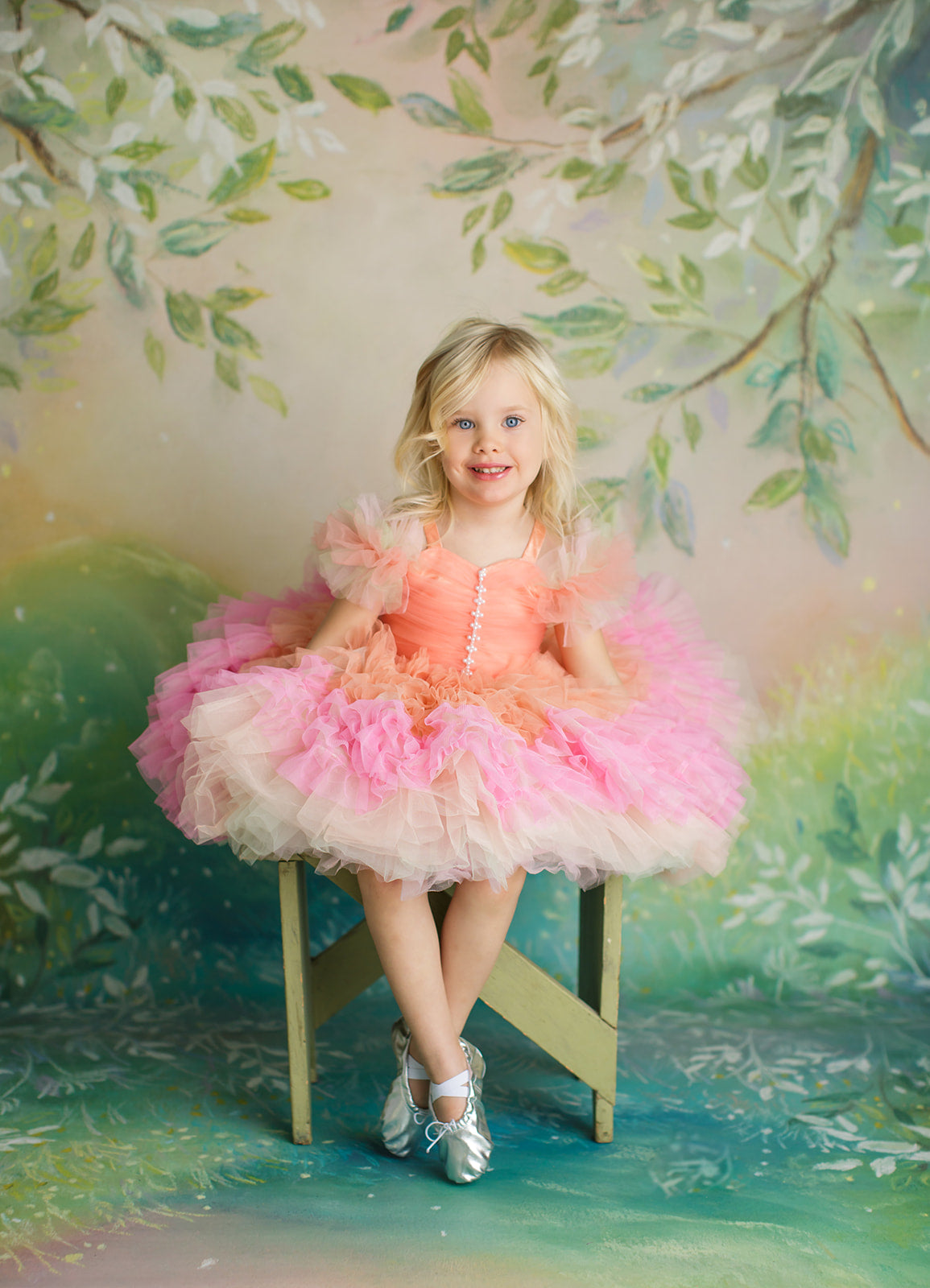 "Pastel Ruffle Whimsy" - Petal Length Dress (3 Year-Petite 4 Year)
