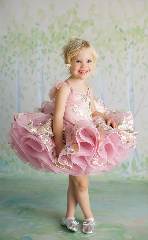 "Brynn" -  Blush Petal Length Dress ( 3 Year - Petite 4 Year)