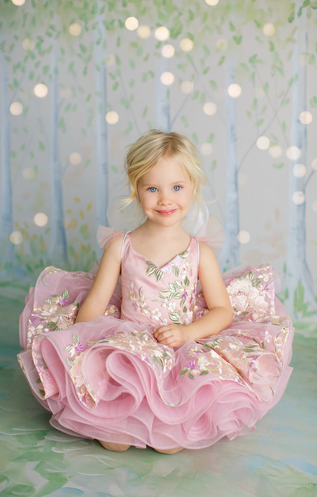 "Brynn" -  Blush Petal Length Dress ( 3 Year - Petite 4 Year)