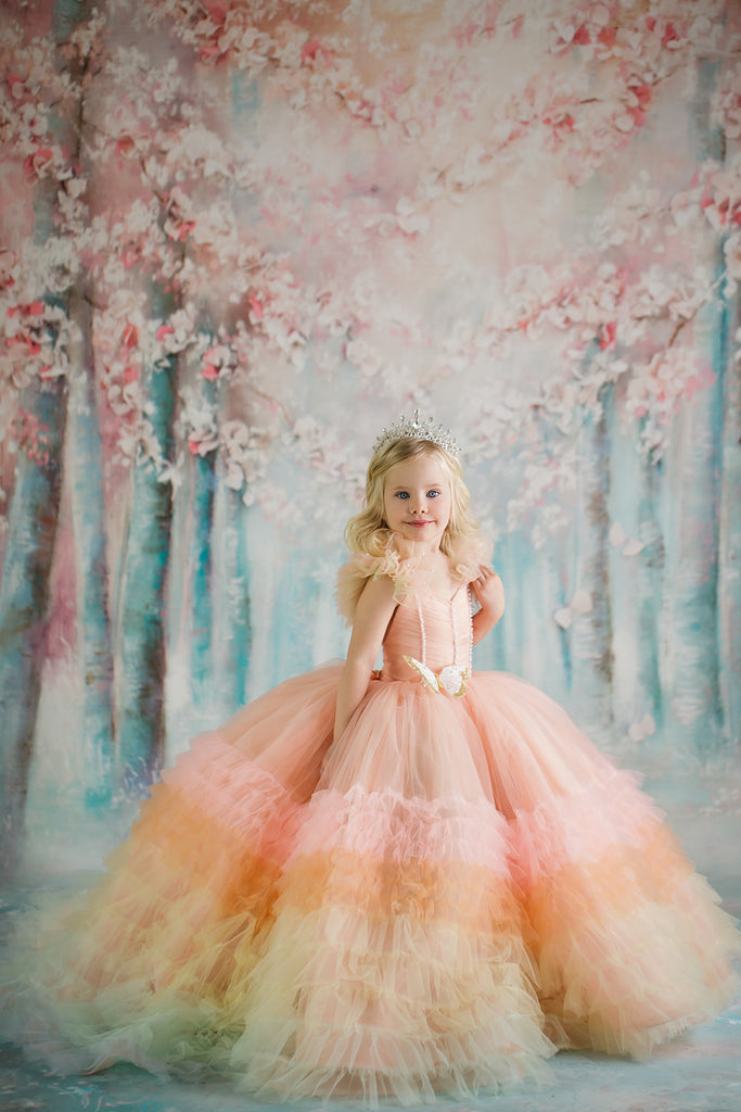"Rainbow – Soirée" in Pastels -  Floor Length Dress ( 3 Year - Petite 4 Year)