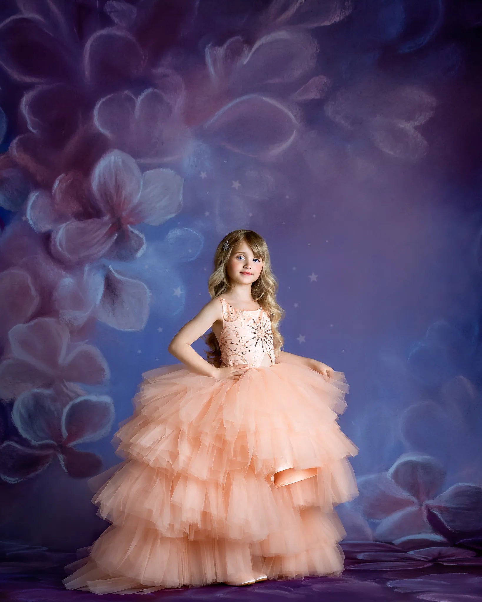 "Star Dazzle"- High Low Length Dress (5 Year - Petite 6 Year)