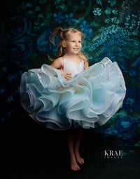 Retired rental euc"Birthday Party" - Blue Petal Short Length Dress (5 Year - 6 Year)