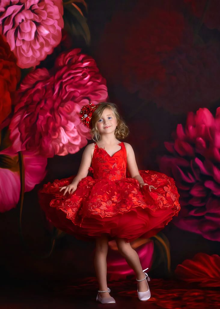 "Samantha" Rose -  Petal Length Dress - ( 5 Year - Petite 7 Year)